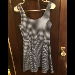 Blue Checkered Jersey Dress